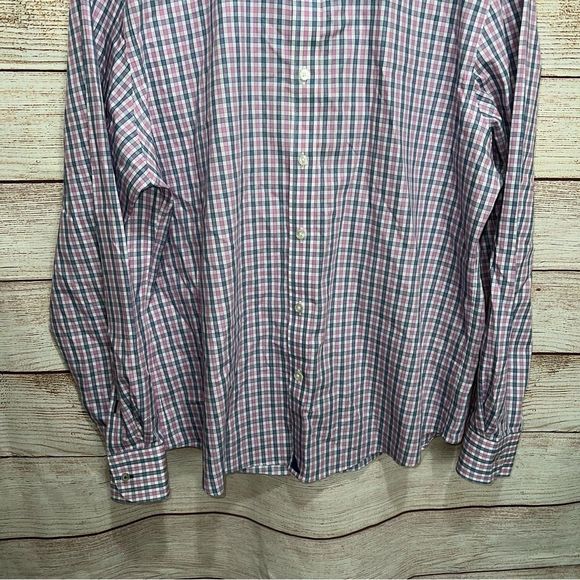Untuckit Men's XL Long Sleeve Wrinkle Free Plaid Button Up Shirt Pink Blue - Picture 5 of 8